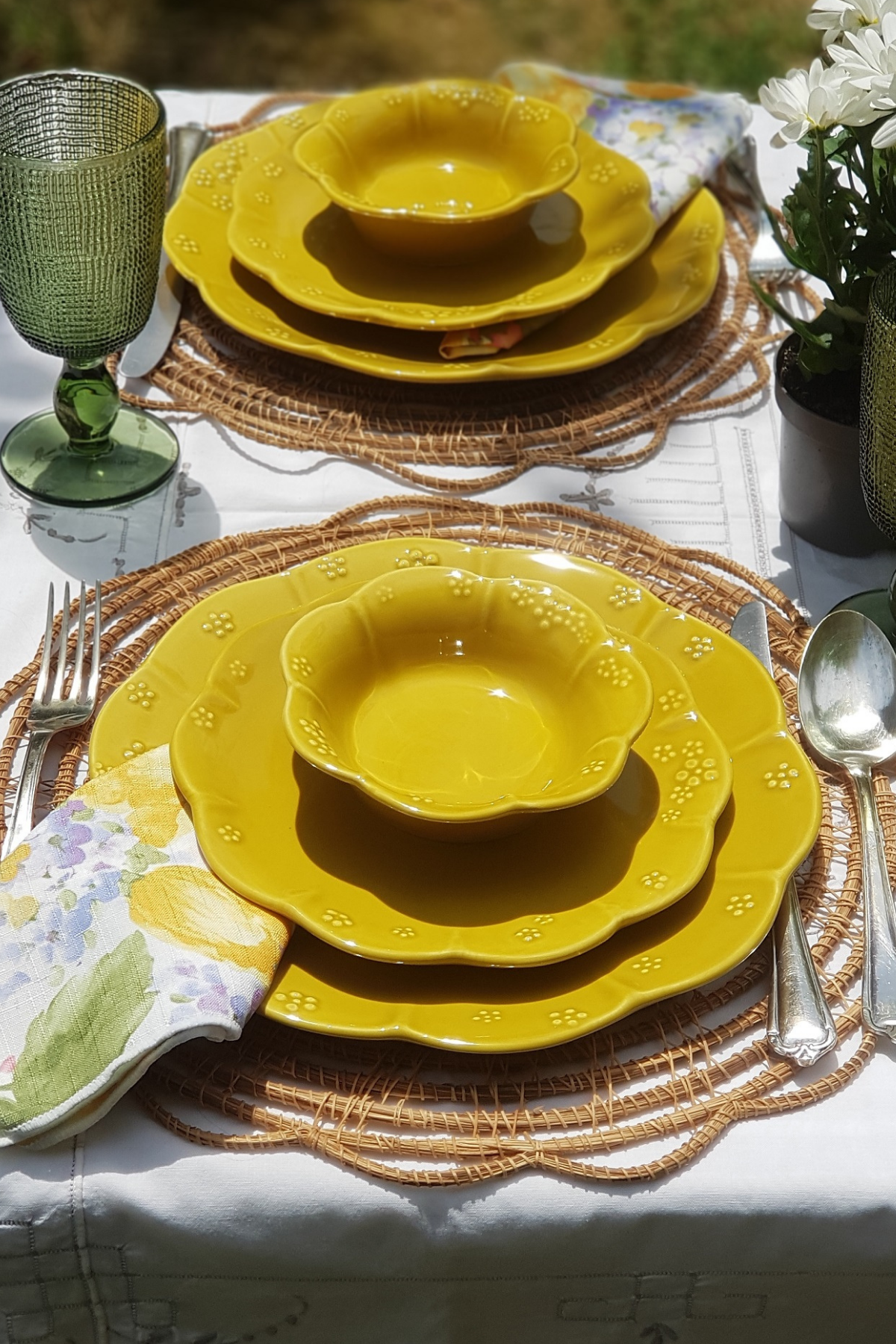 Sarı Seramik Servis Tabak Seti 4'lü 26cm