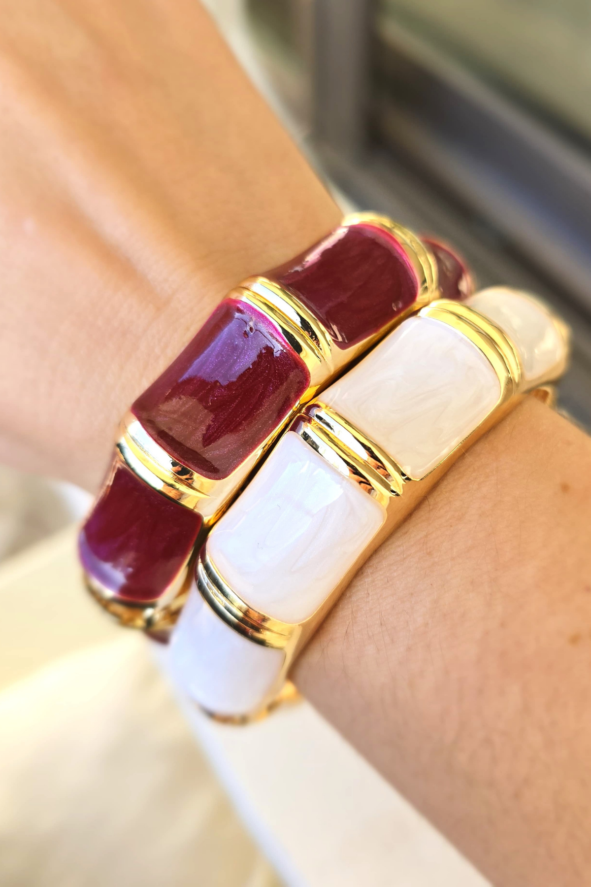 Seen By Seda Kemik Mineli Kelepçe Bileklik, Krem SN-18237