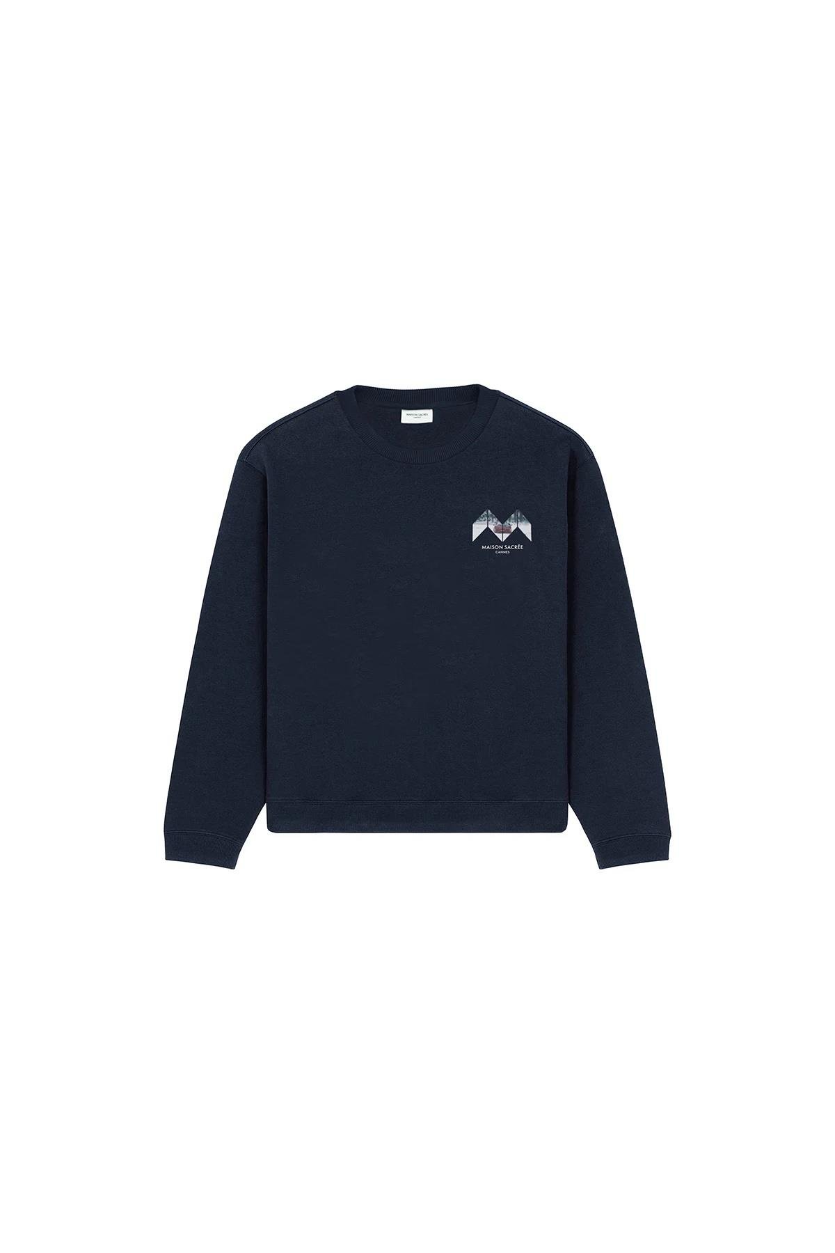 Sur La Neige Lacivert Baskılı Sweatshirt
