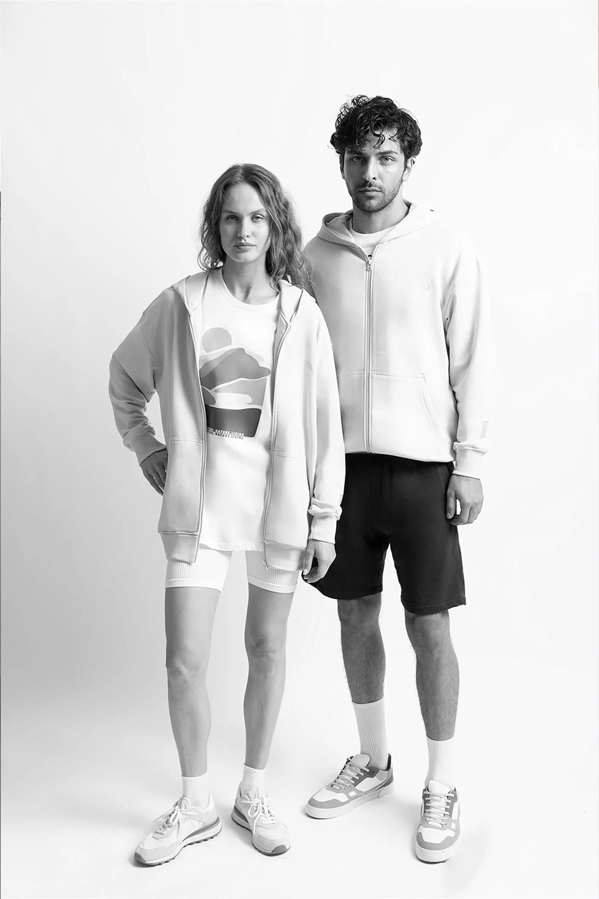 Uniqvibe Fermuarlı Organik Pamuklu Fermuarlı Hoodie