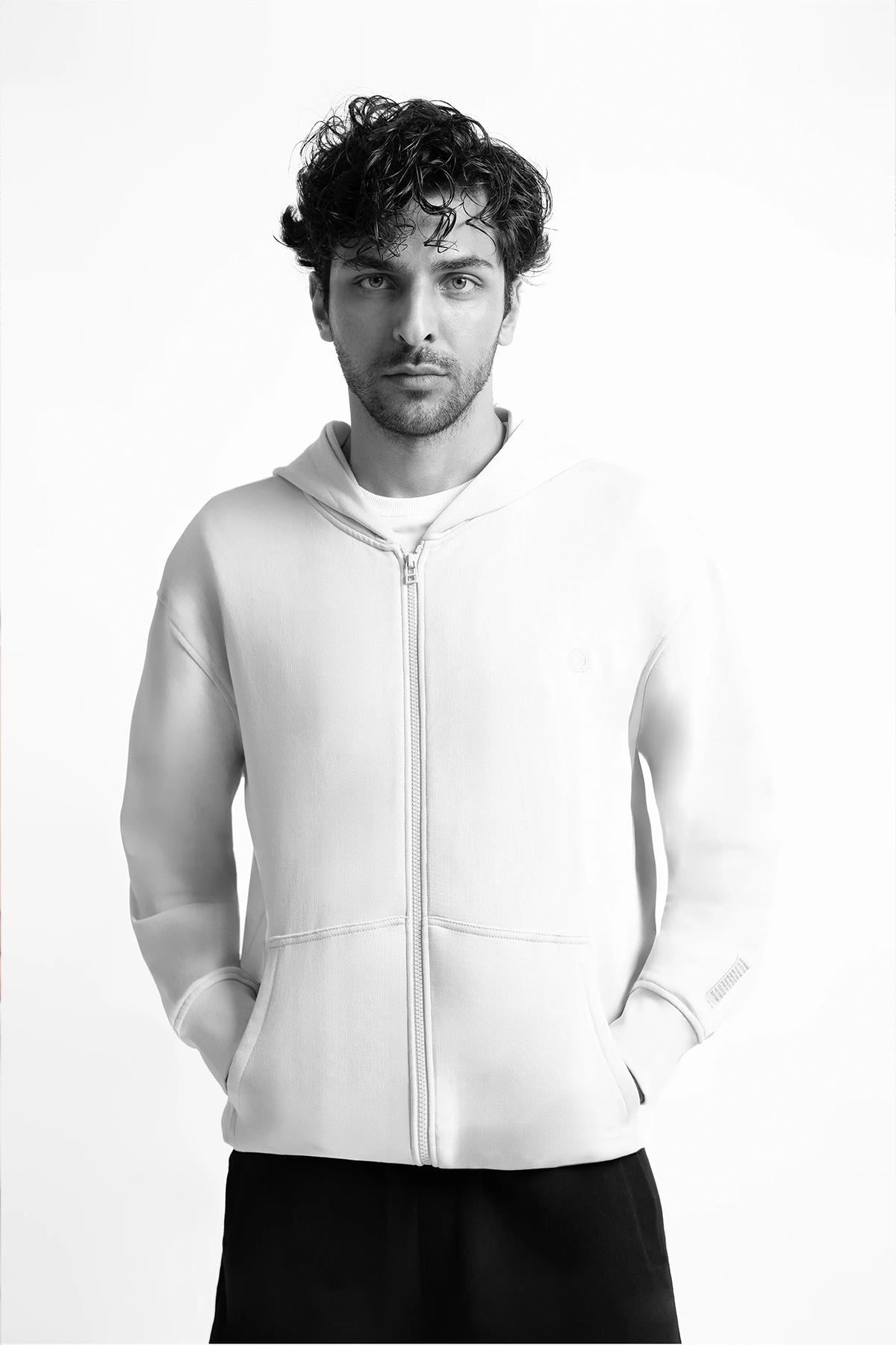 Uniqvibe Fermuarlı Organik Pamuklu Fermuarlı Hoodie