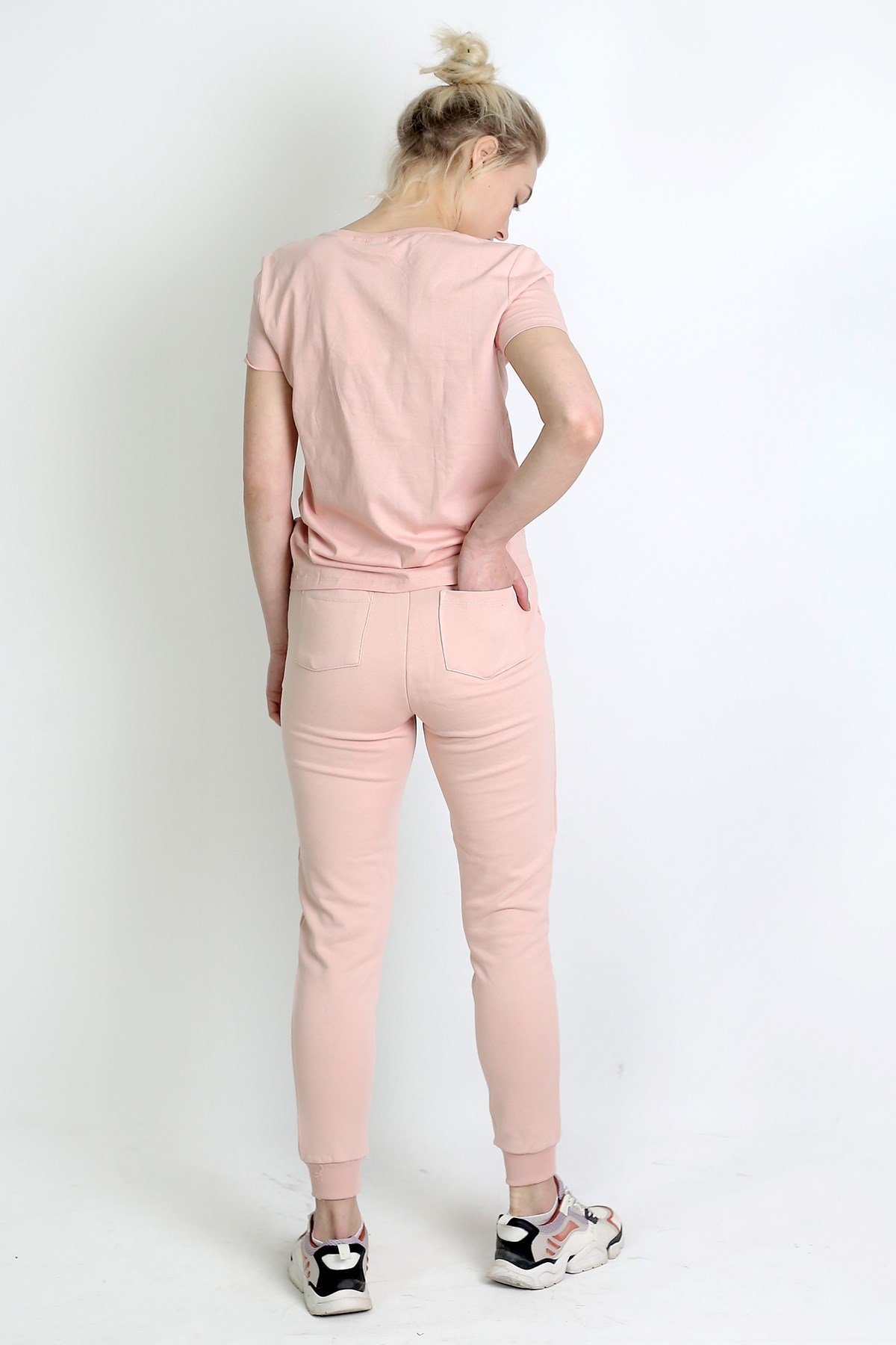 V Yaka Oversize T-shirt Pembe