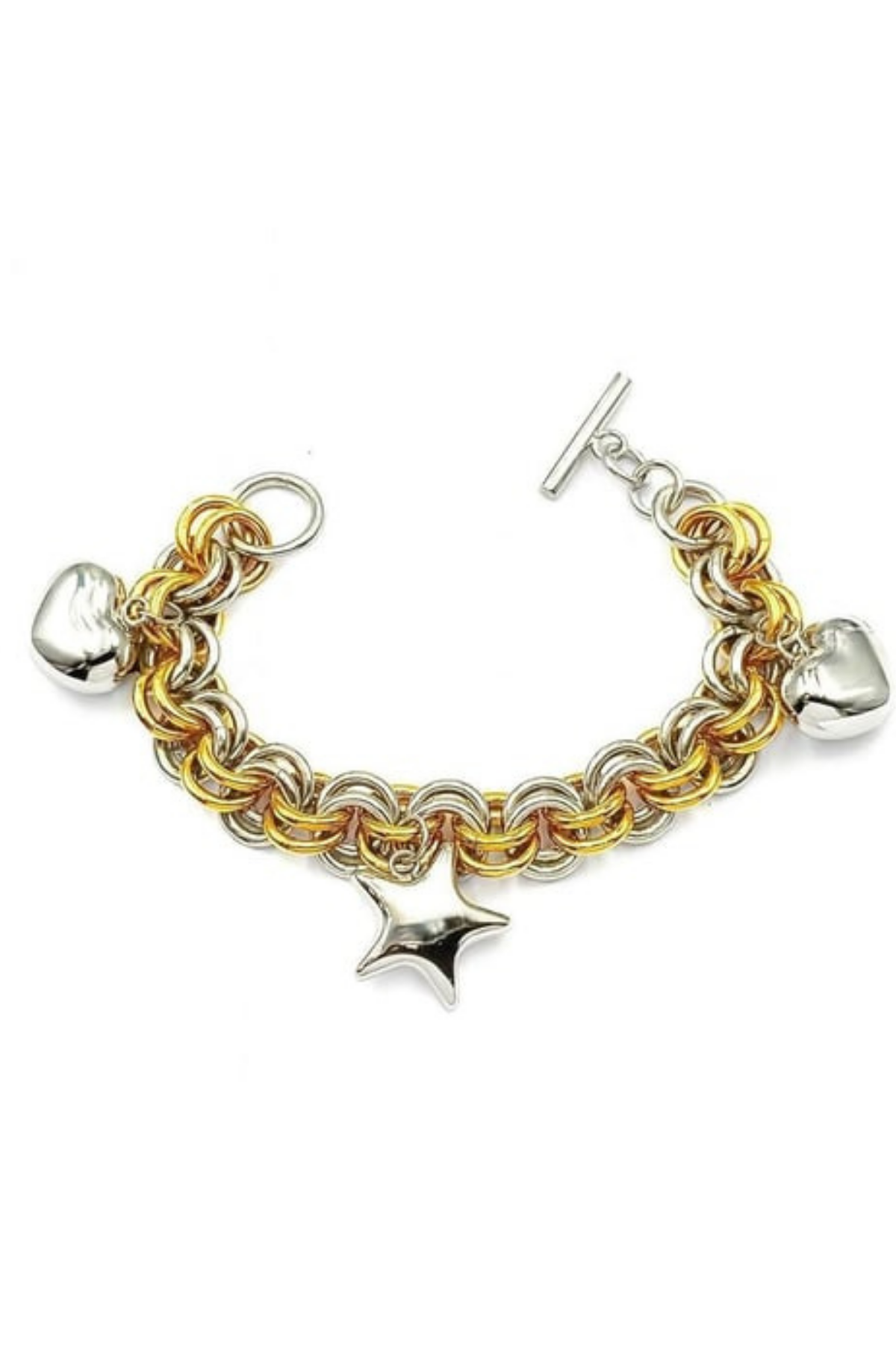 Welch Gold Çelik Yıldızlı Kalpli Charm Bileklik