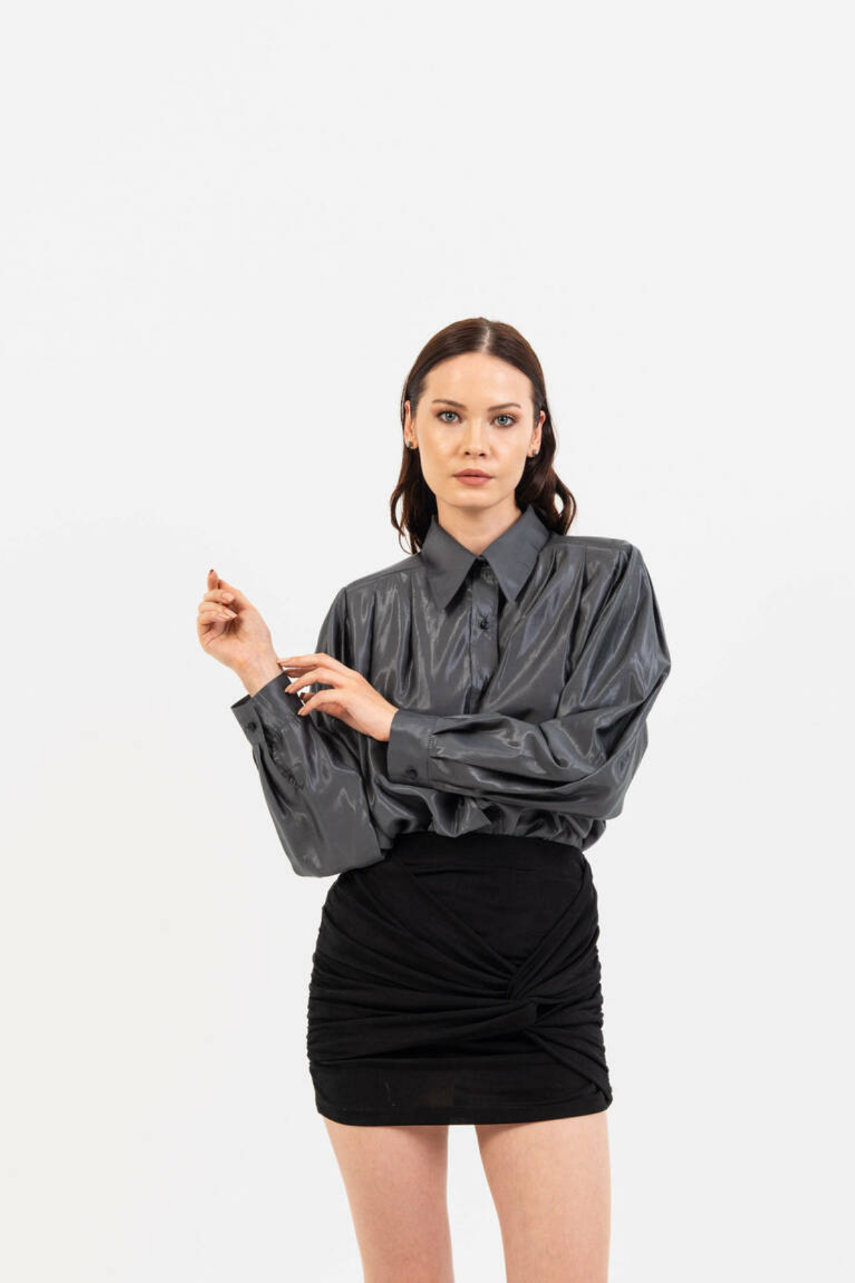 Zoe Clothing Gri Vatkalı Gömlek