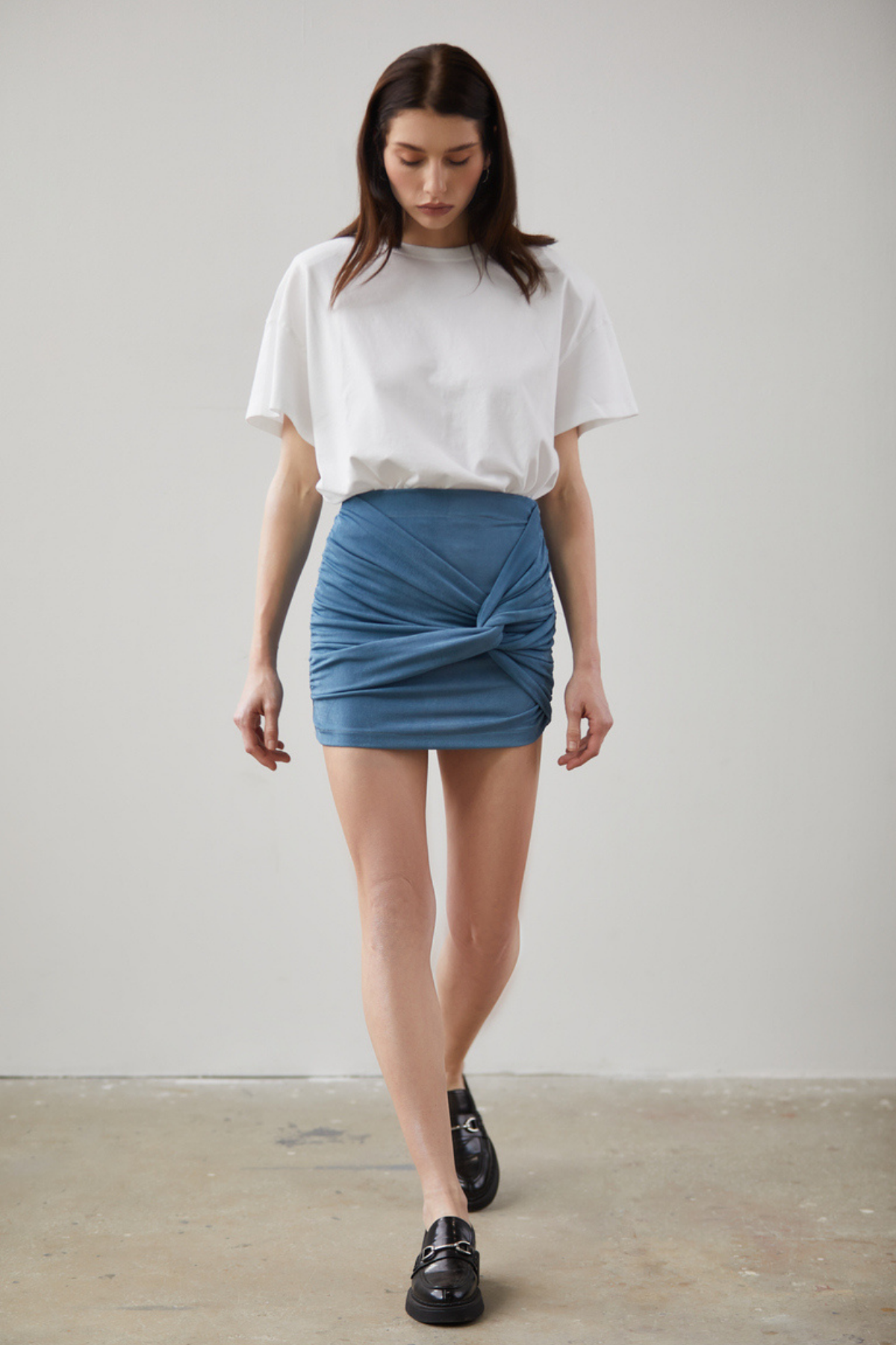 Zoe Clothing  Mavi Dokulu Kumaş Etek