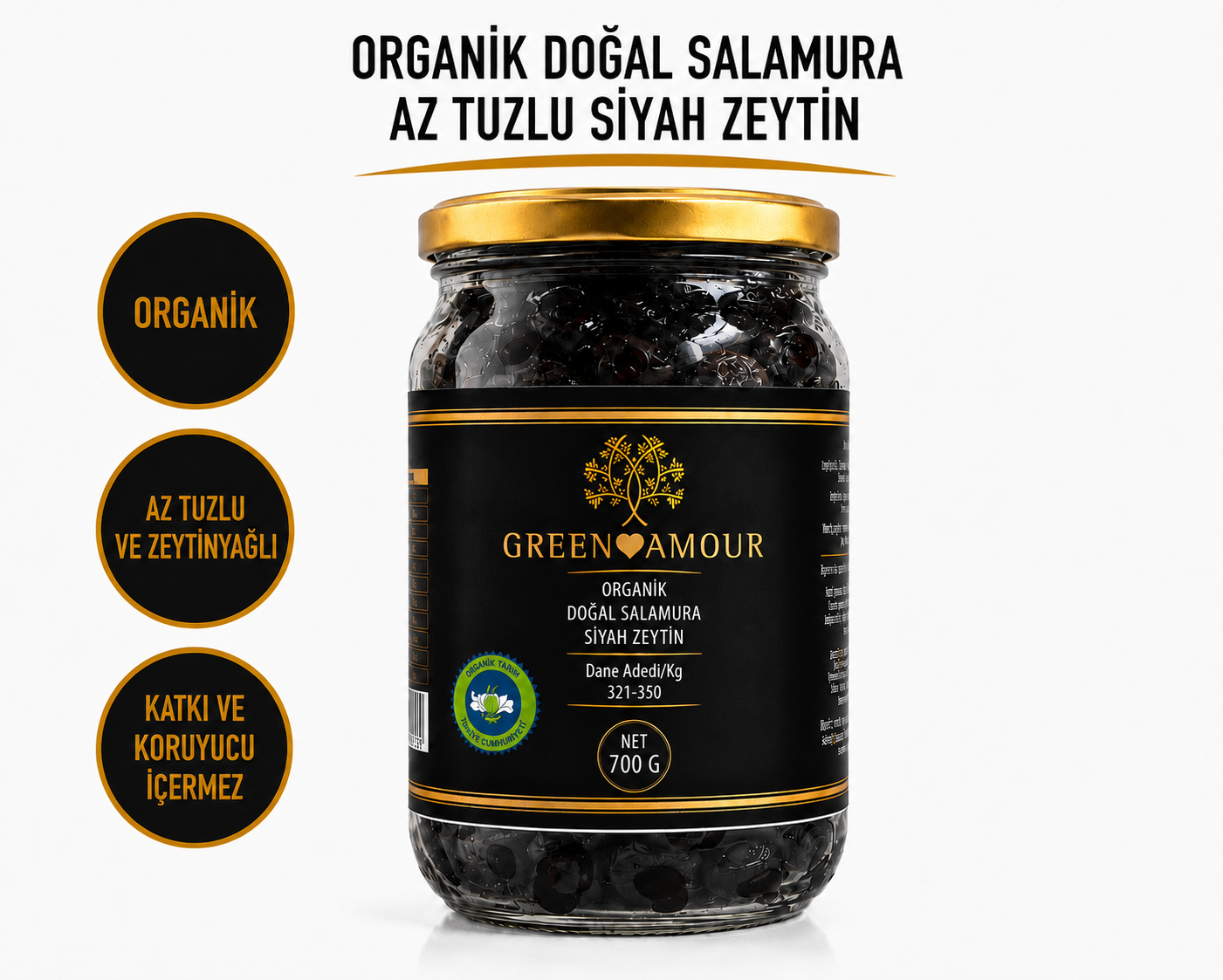 Organik doğal salamura siyah zeytin