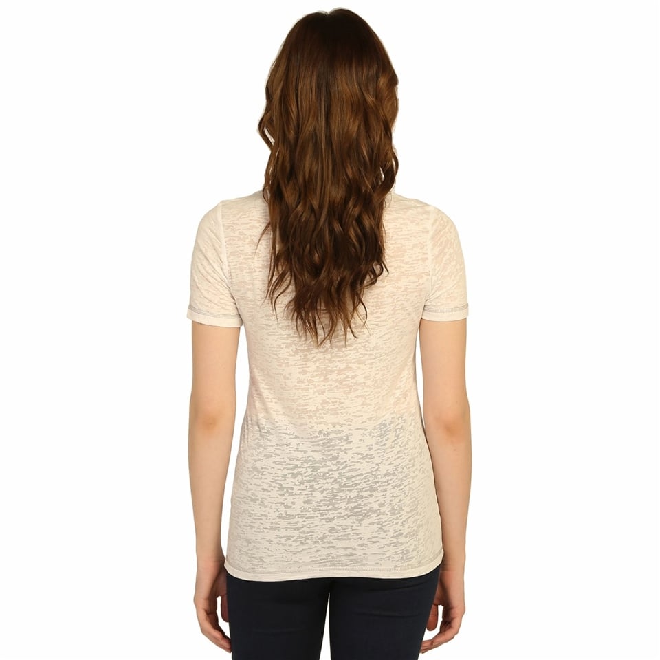 Baskılı Devore T-shirt - Beyaz