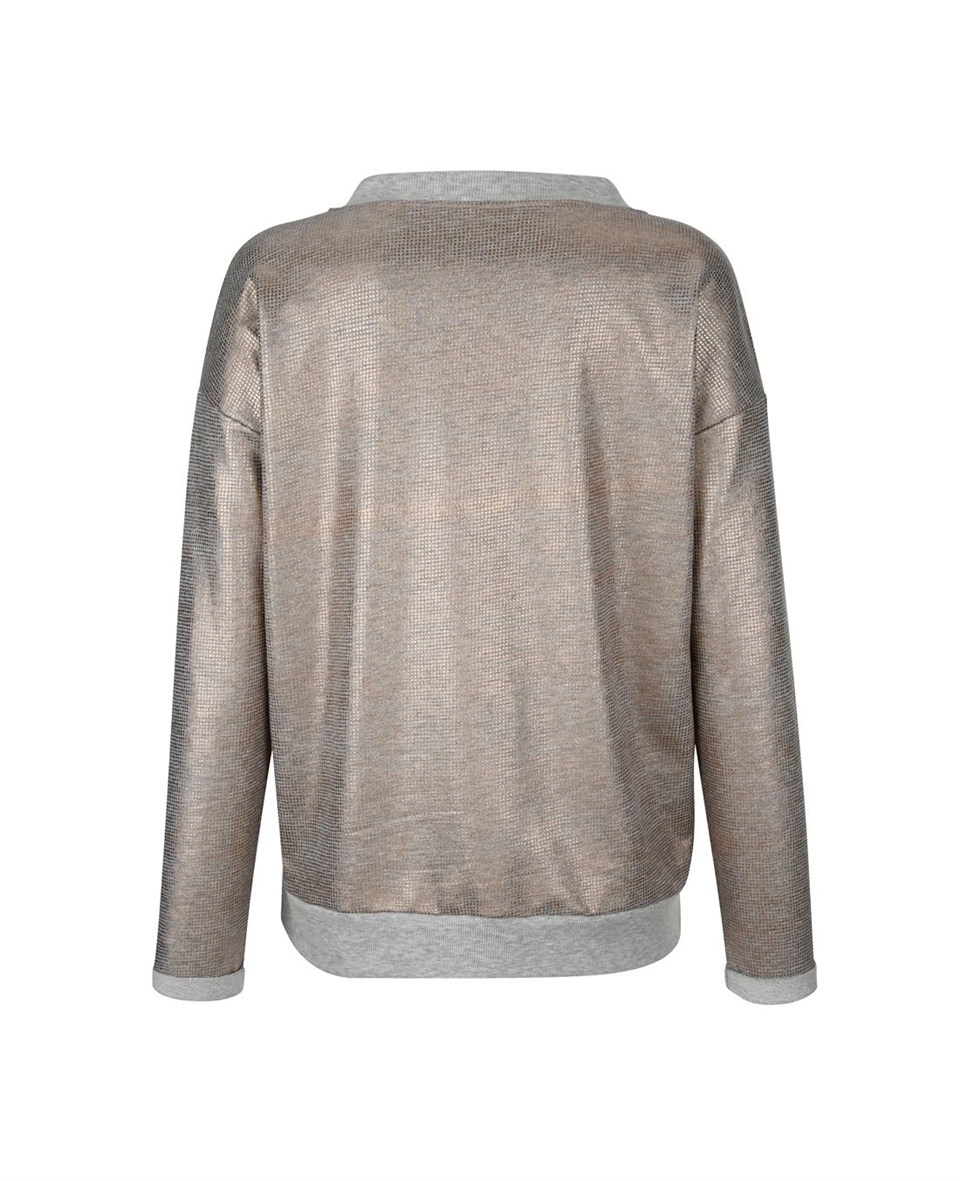 Bronz Baskılı Sweatshirt - Gri