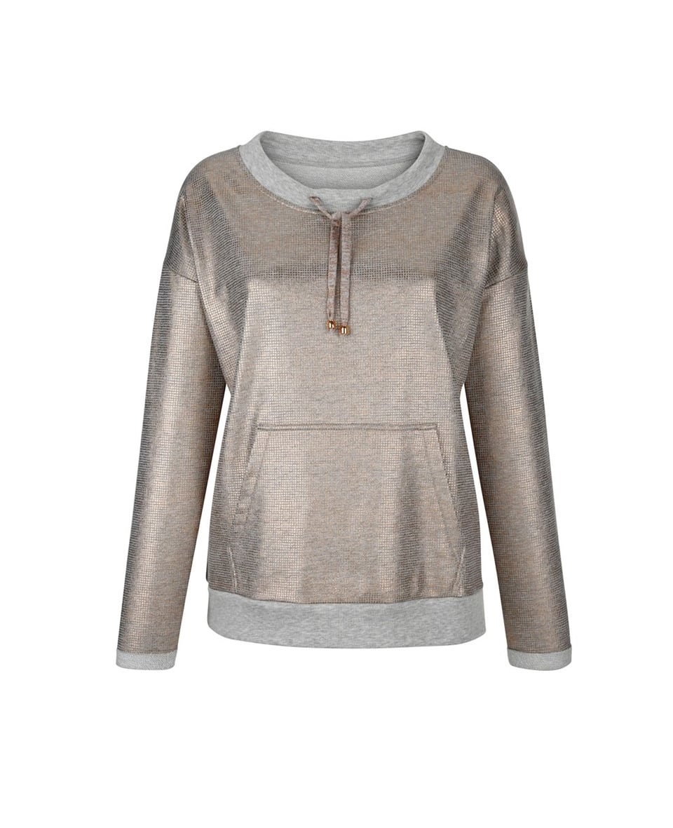 Bronz Baskılı Sweatshirt - Gri