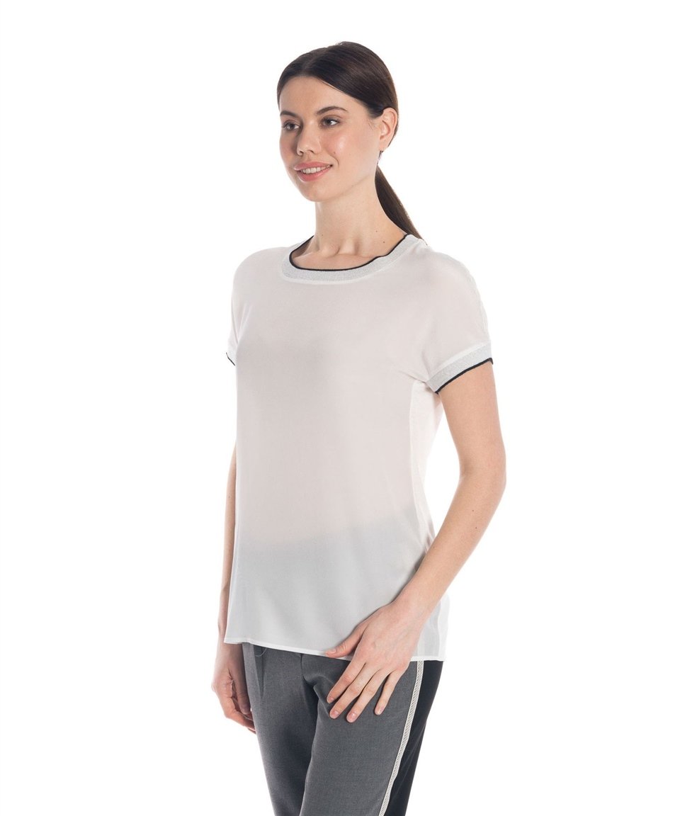 Casual İpek Bluz - Beyaz