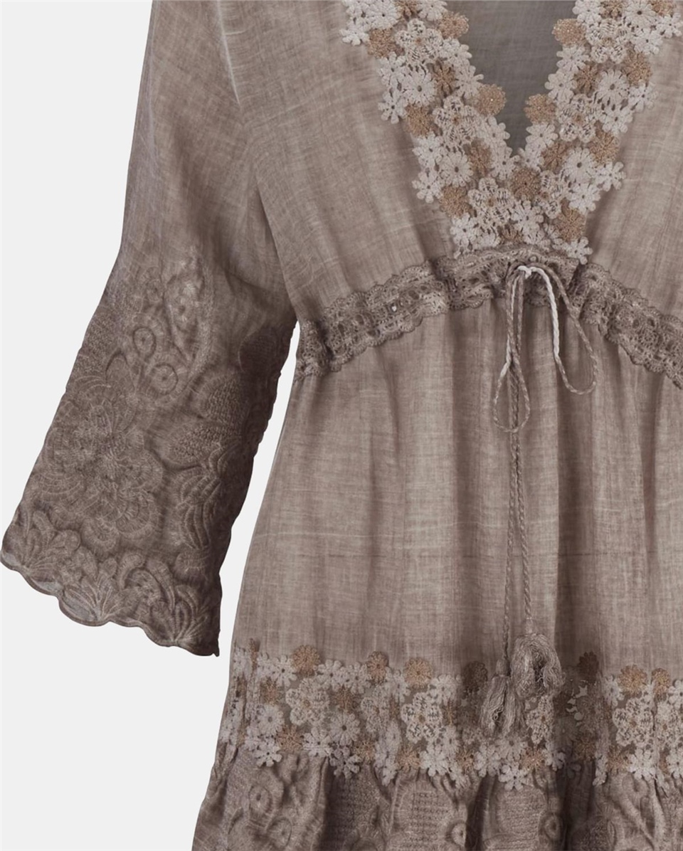 Dantelli Tunik - Vizon