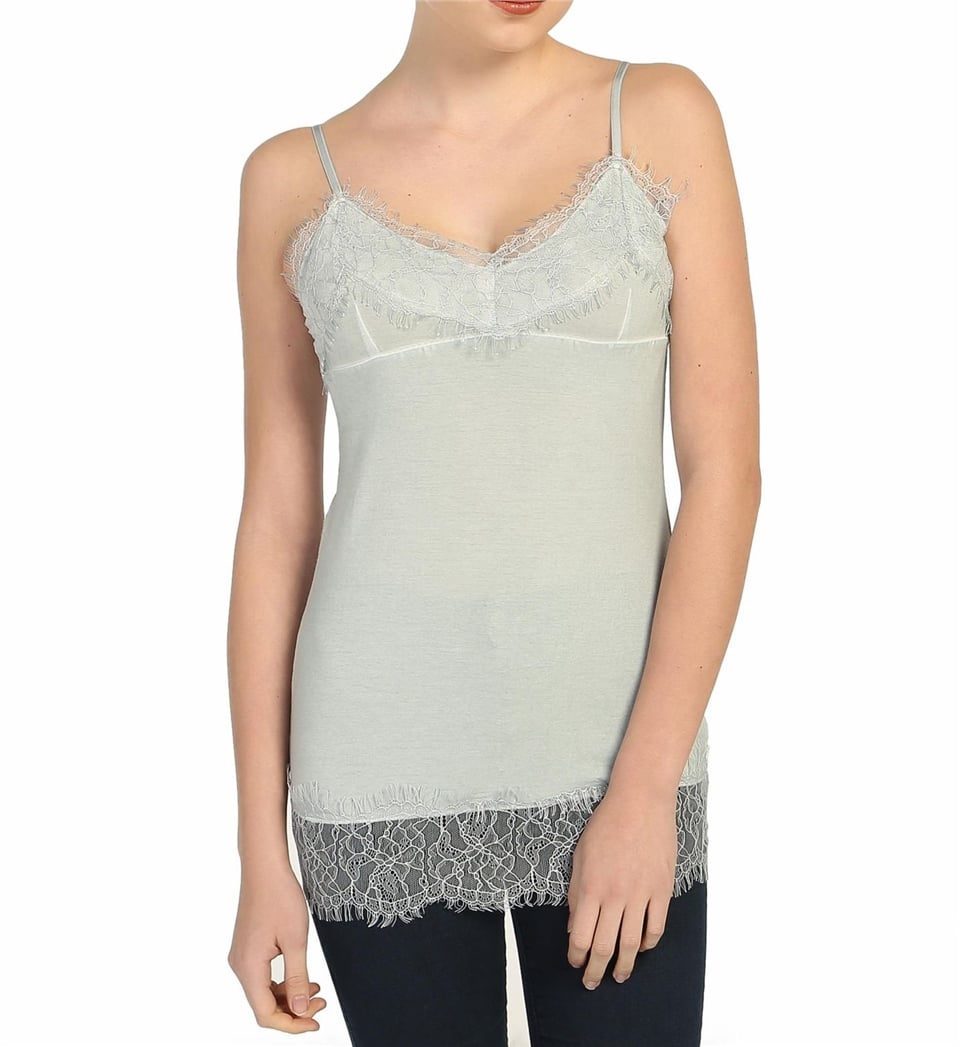 Dantelli Üst - Mavi