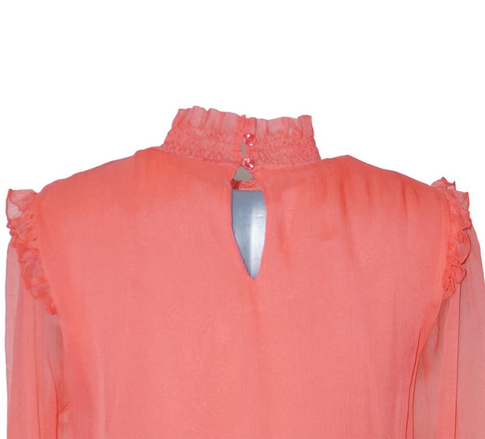 İpek Büzgülü Bluz - Narçiçeği