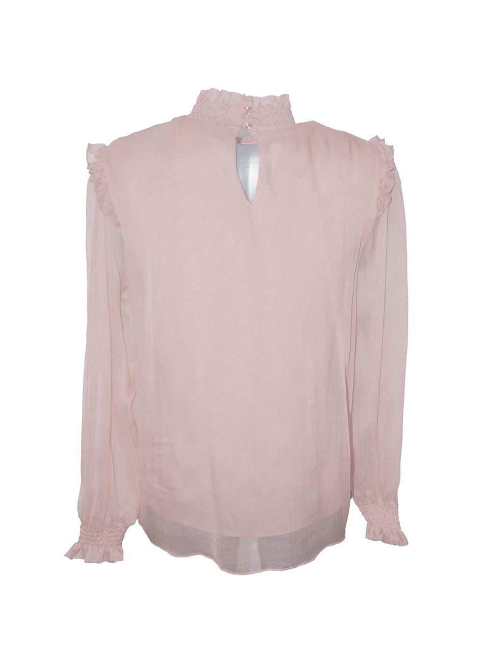 İpek Büzgülü Bluz - Pudra