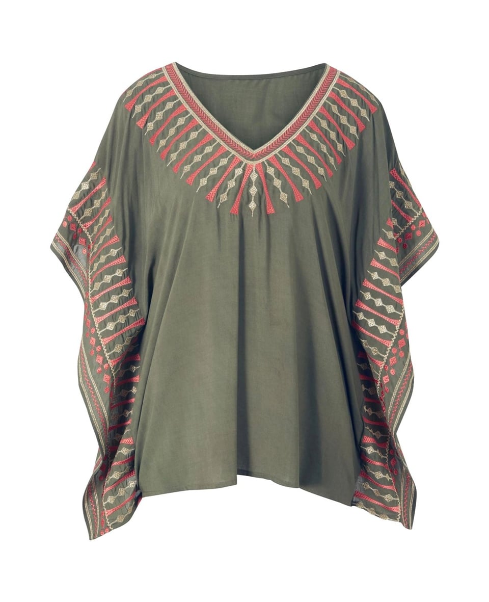İşlemeli Tunik - Yeşil