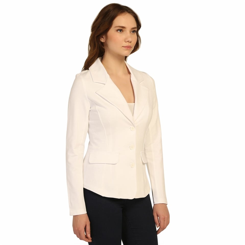 Jersey Blazer Ceket - Beyaz