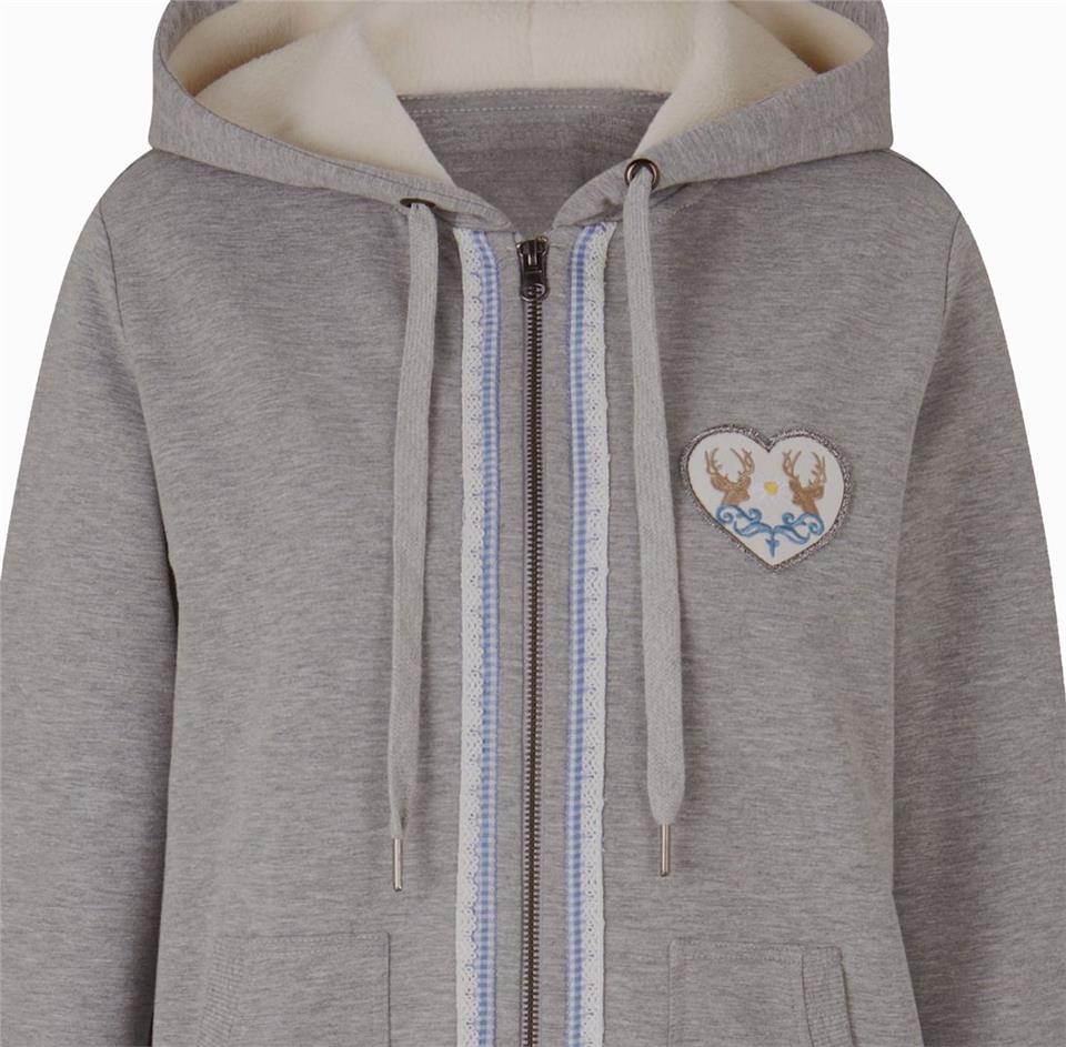 Kapşonlu İşlemeli Sweatshirt - Gri