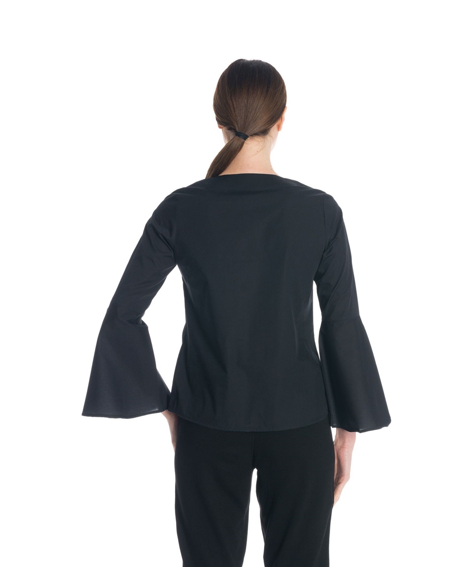 Kolları Volan Bluz - Siyah