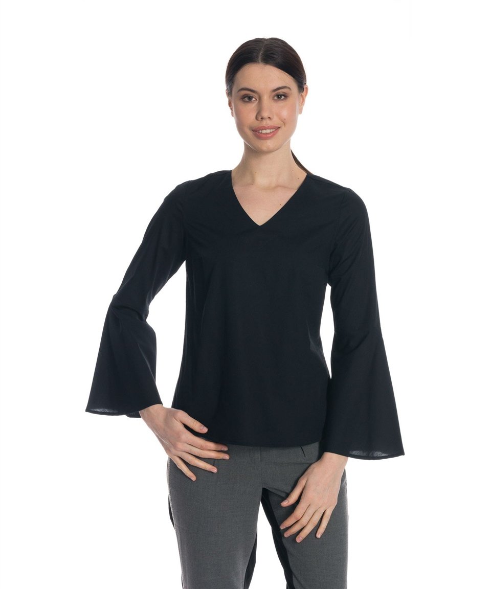 Kolları Volan Bluz - Siyah