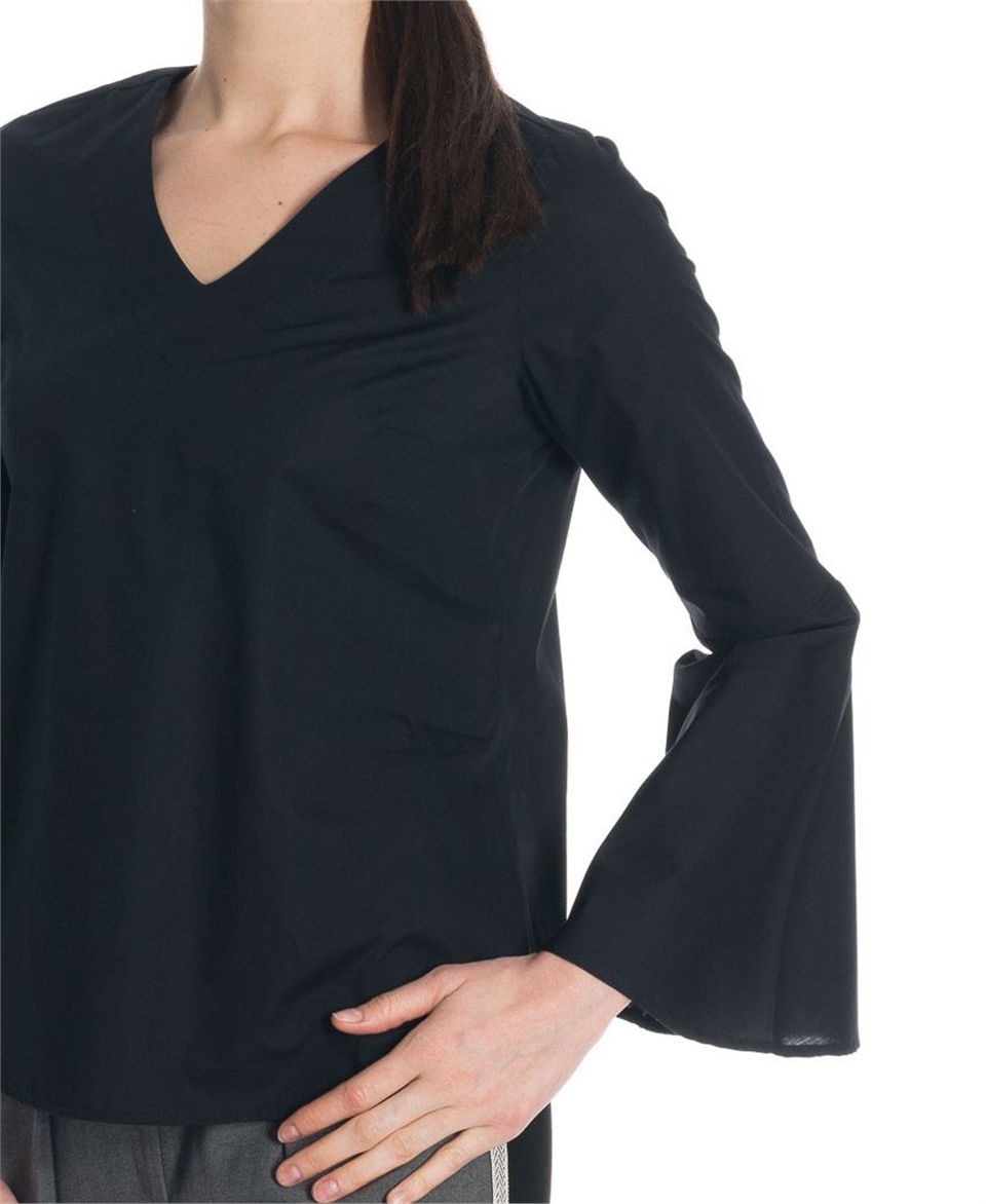 Kolları Volan Bluz - Siyah