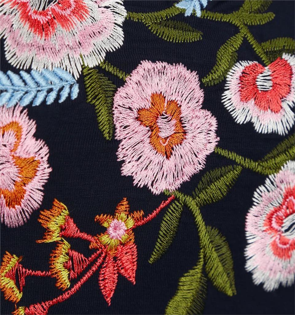 Nakışlı Plaj Elbise - Lacivert