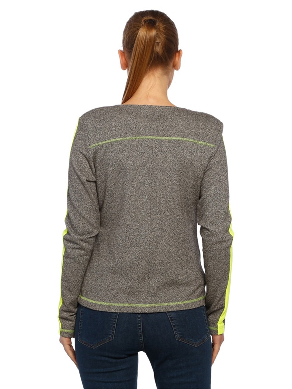 Neon Sweat Ceket - Gri