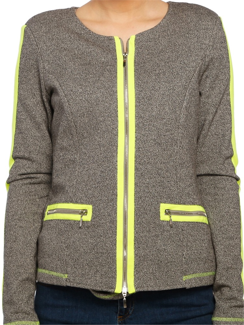 Neon Sweat Ceket - Gri