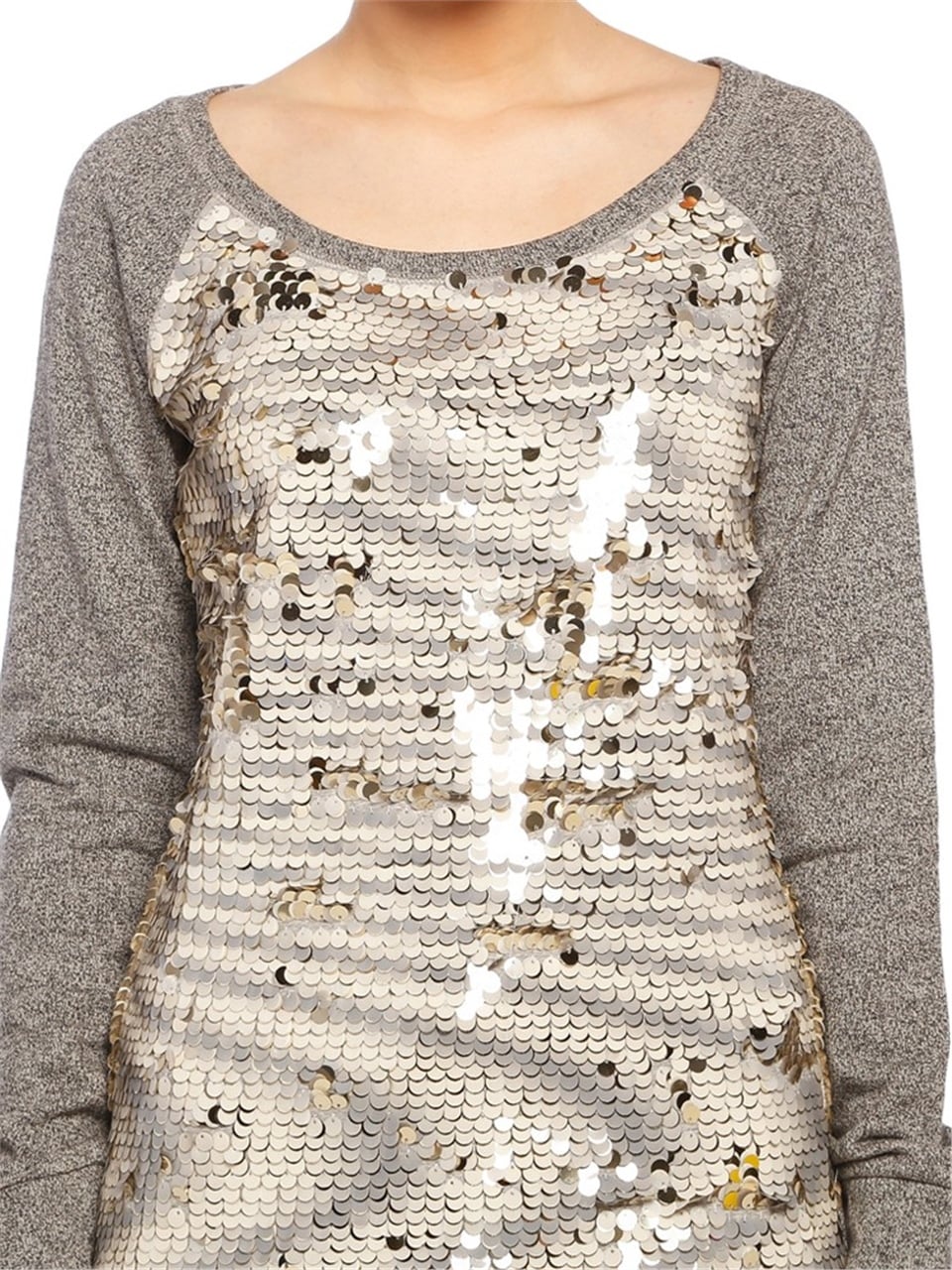Payetli Sweatshirt - Gri