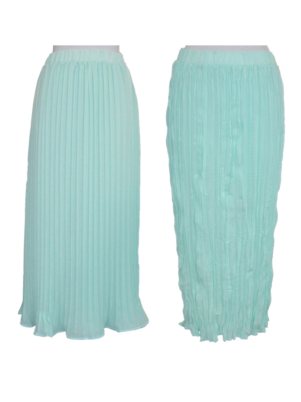Pileli Maxi Etek - Mint Yeşili