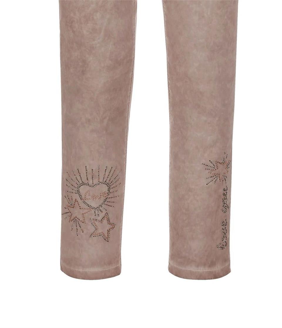 Taşlı Slim Fit Pantolon - Vizon