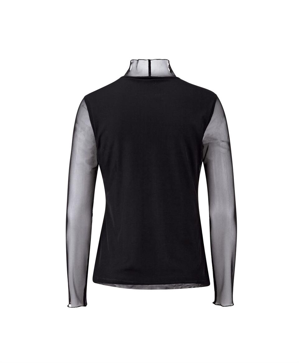 Tül İşlemli Bluz - Siyah