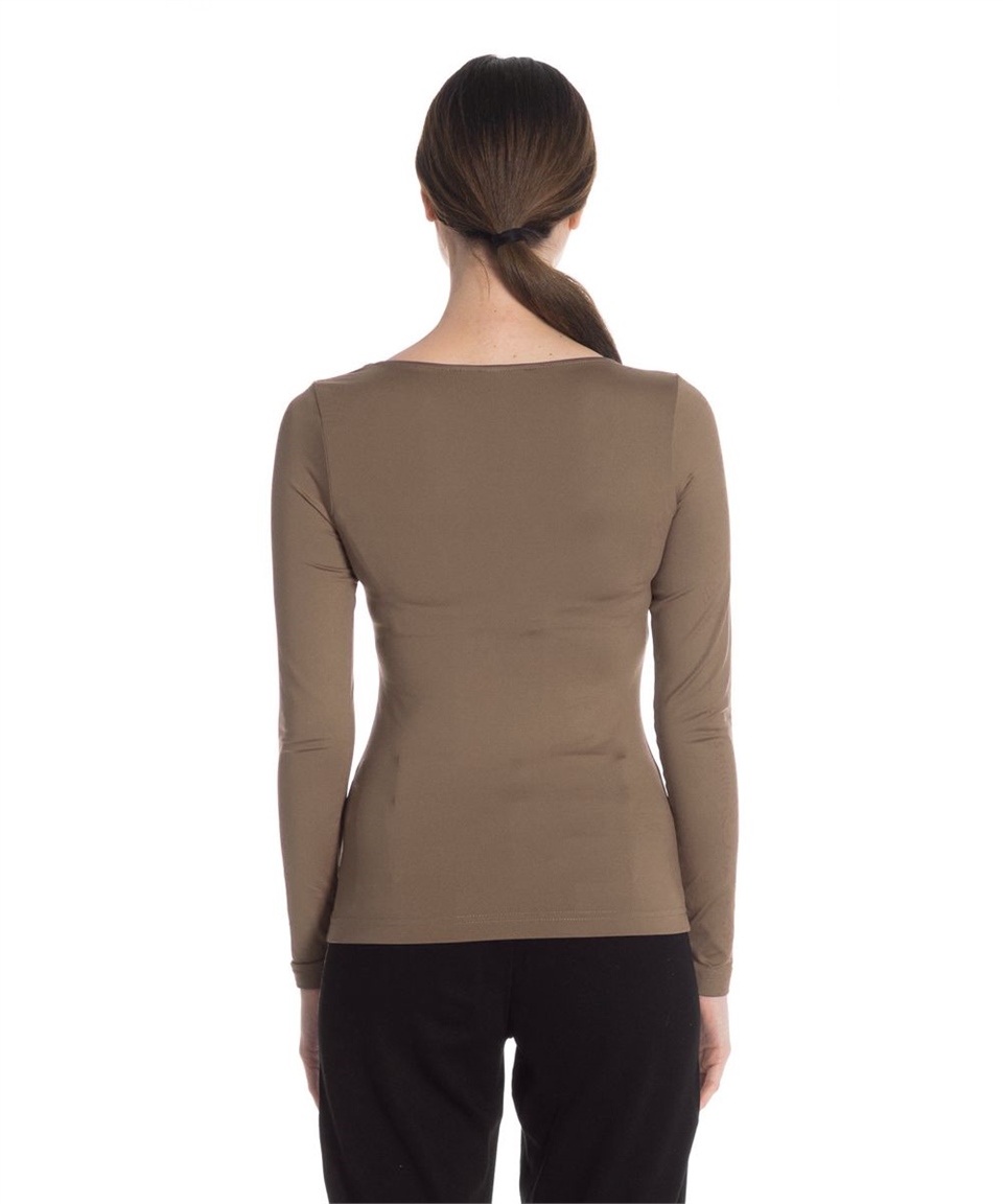 Uzun Kollu Basic Tişört - Camel