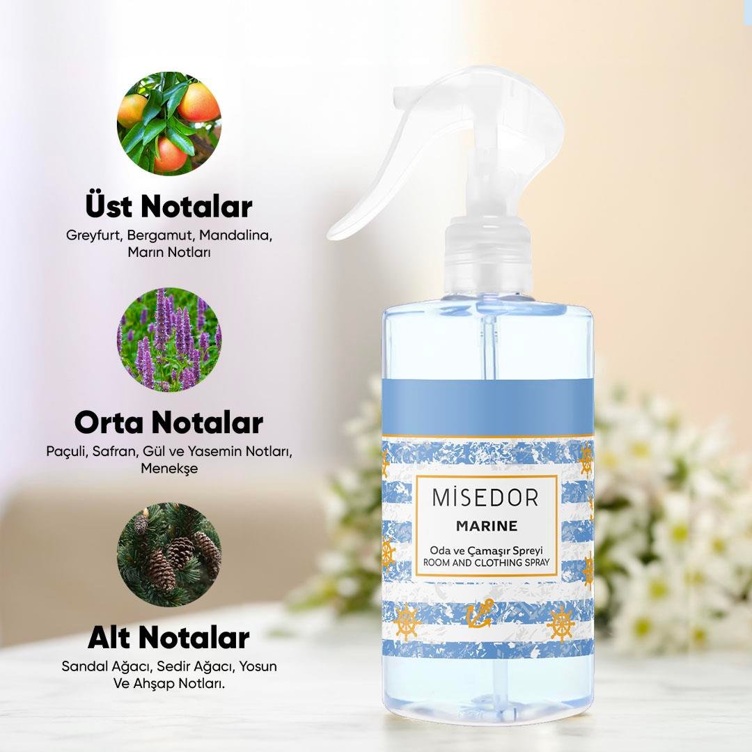 Misedor - Misedor 2 li Set Marine Oda Kokusu ve Çamaşır Parfümü 330 ml | Misedor