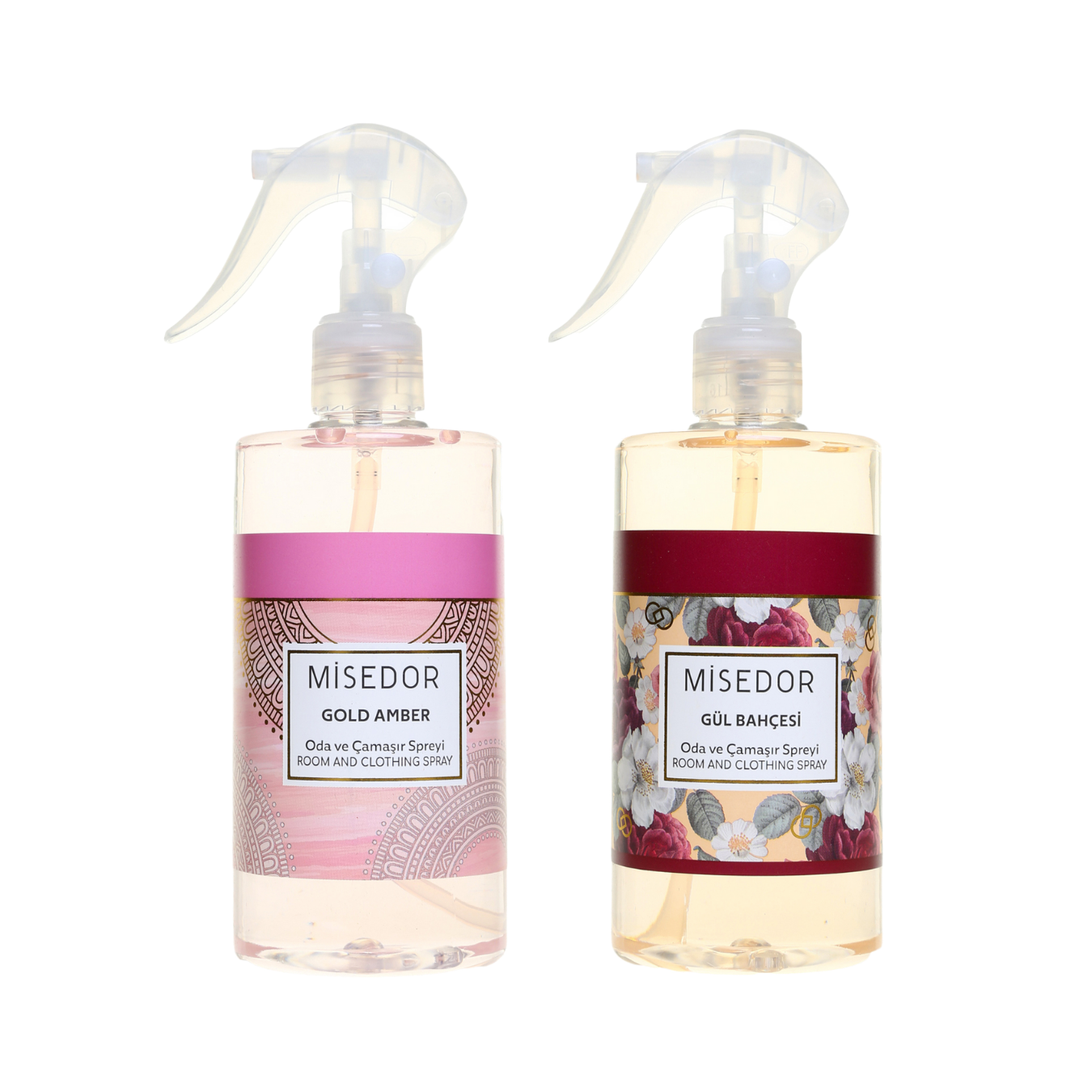 Misedor - Misedor 2'li Set Gold Amber ve Gül Bahçesi Oda Kokusu ve Çamaşır Parfümü 330 ml | Misedor