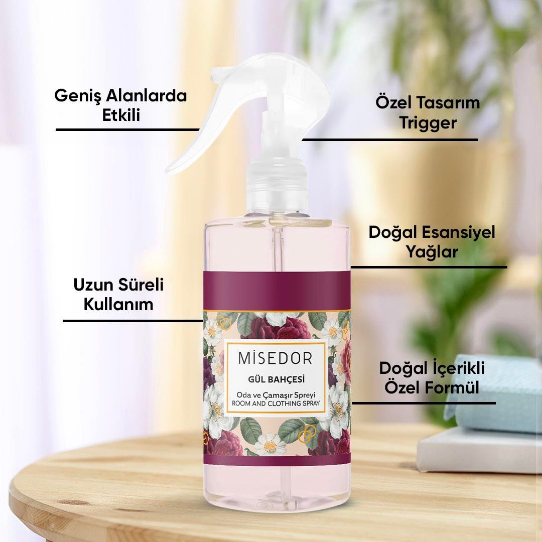 Misedor - Misedor 2'li Set Gold Amber ve Gül Bahçesi Oda Kokusu ve Çamaşır Parfümü 330 ml | Misedor
