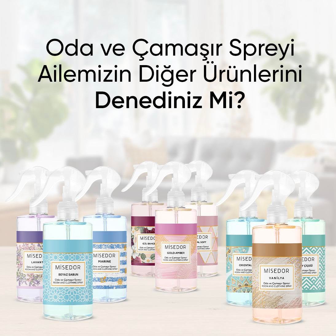 Misedor - Misedor 2'li Set Gold Amber ve Gül Bahçesi Oda Kokusu ve Çamaşır Parfümü 330 ml | Misedor