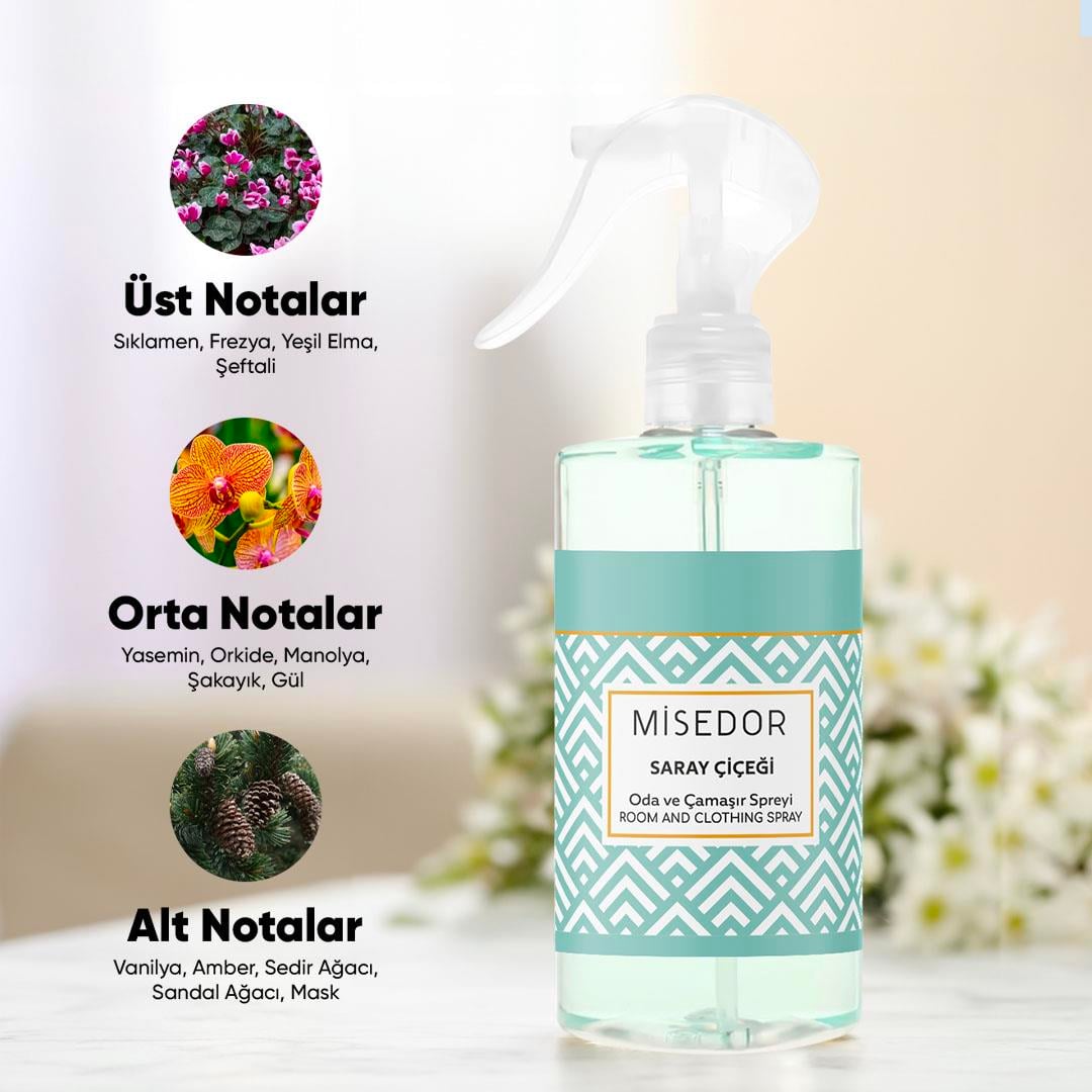 Misedor - Misedor 2'li Set Gül Bahçesi ve Saray Çiçeği Oda ve Çamaşır Spreyi 330 ml | Misedor