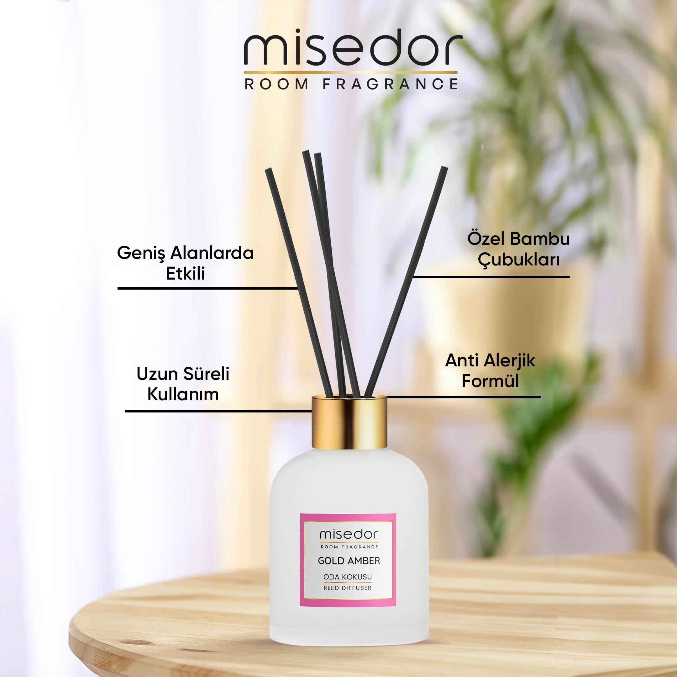 Misedor - Misedor Gold Amber Çubuklu Oda Kokusu 120 ml