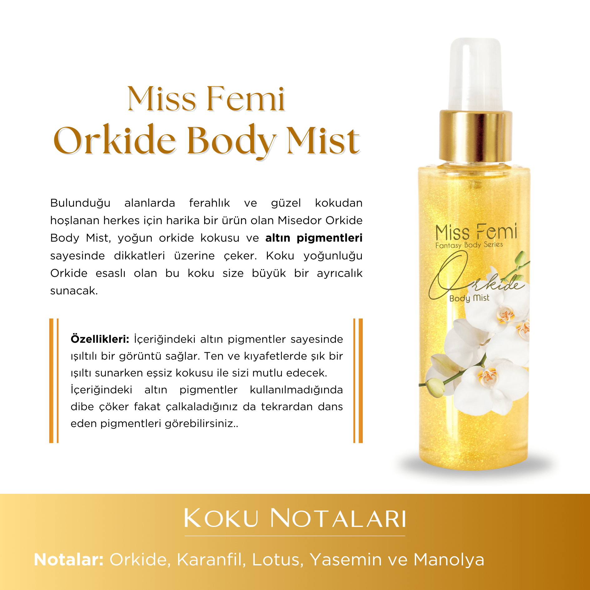 Misedor - Misedor Gold Orkide Vücut Spreyi 150 ml | Misedor