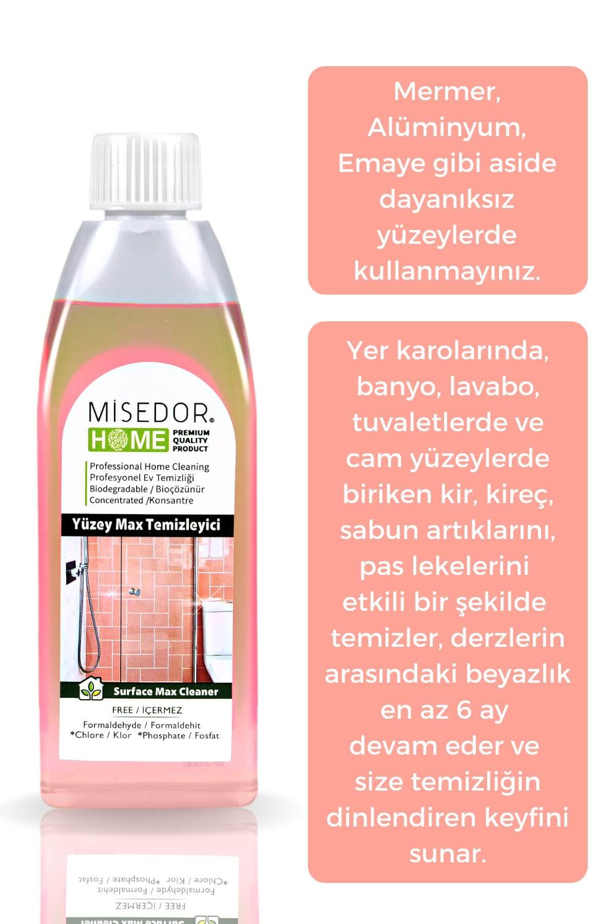 MisedorYüzey Max Derz ve Kireç Temizleyici - MisedorMisedor 3 lü Set Doğal Yüzey max Derz ve Kireç Temizleyici 400 ml
