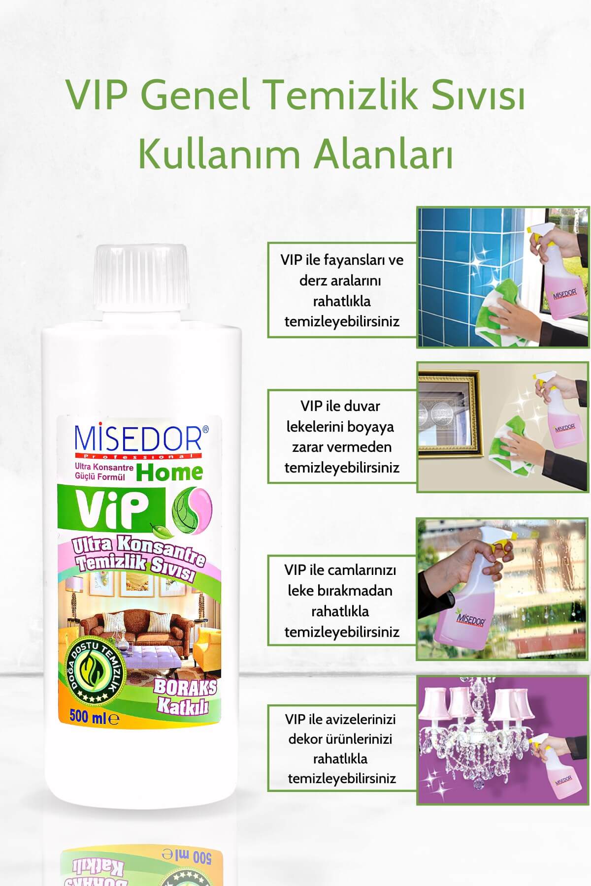 MisedorDoğal Vip Genel Temizlik Sıvısı - MisedorMisedor 3 lü Set  Vip Doğal Genel Temizlik Sıvısı 500 ml