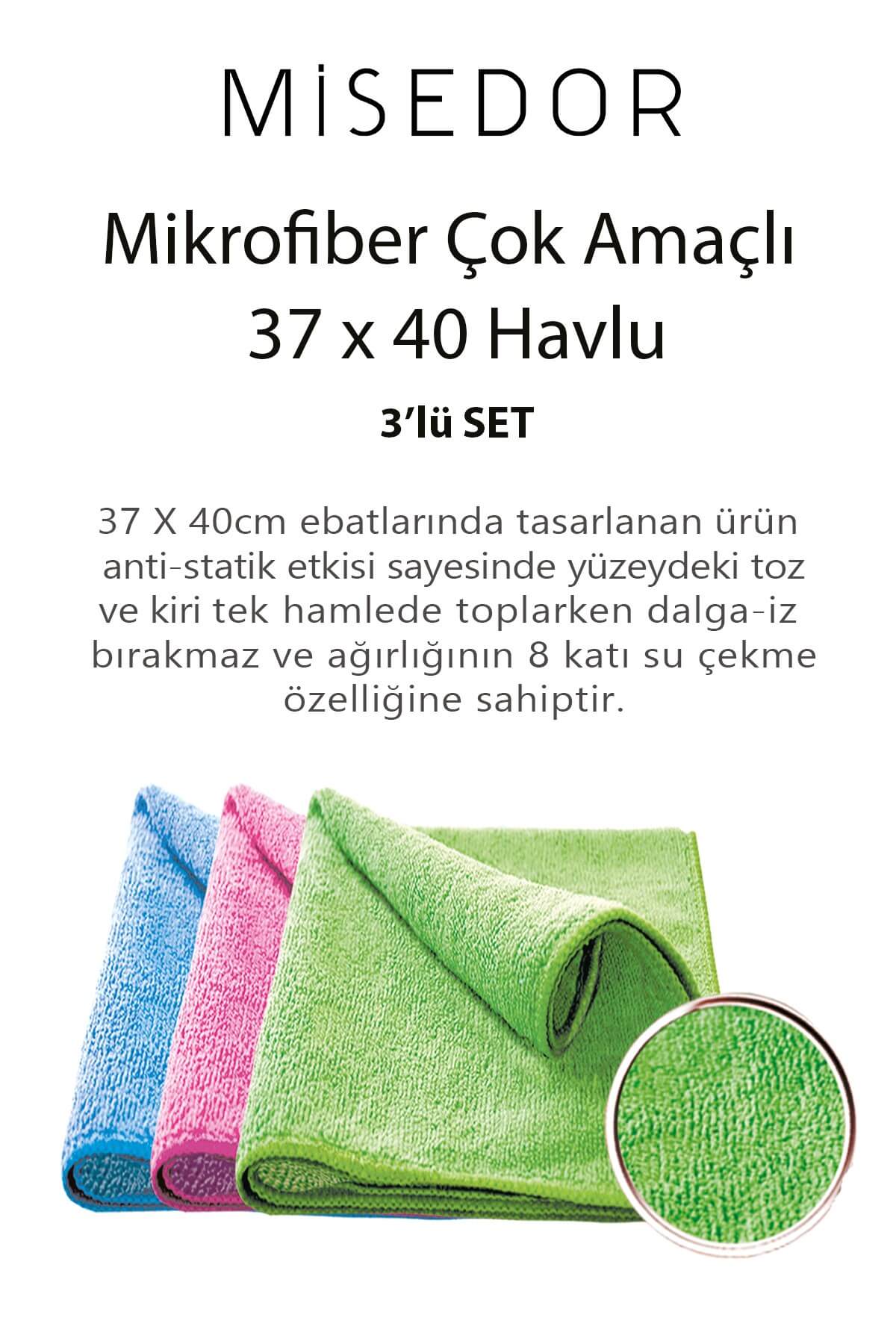 MisedorMisedor Mikrofiber Havlu 37x40Misedor Mikrofiber 3 lü Set Havlu 37x40
