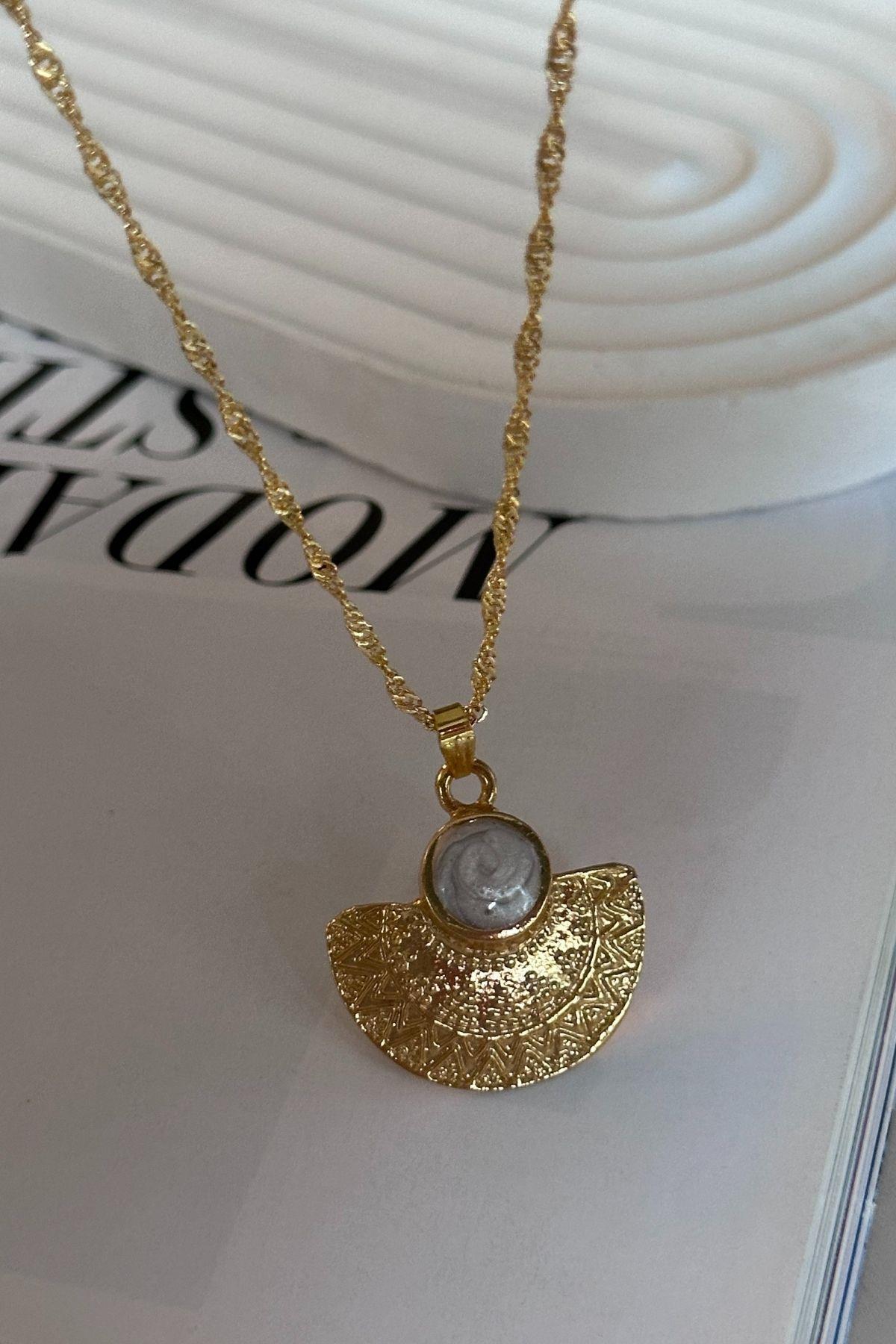 Altın Kaplama Yelpaze Model Kolye