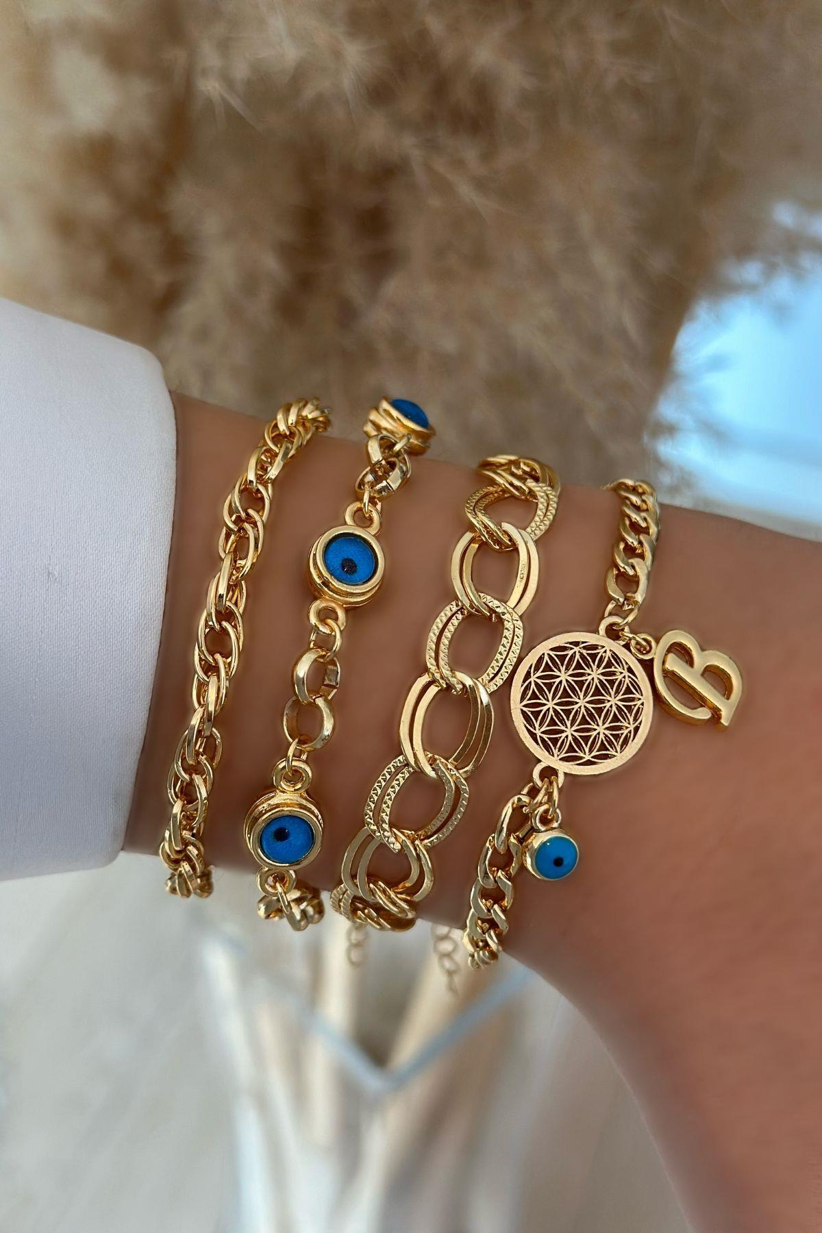 B Harfli Yaşam Bileklik Kombini