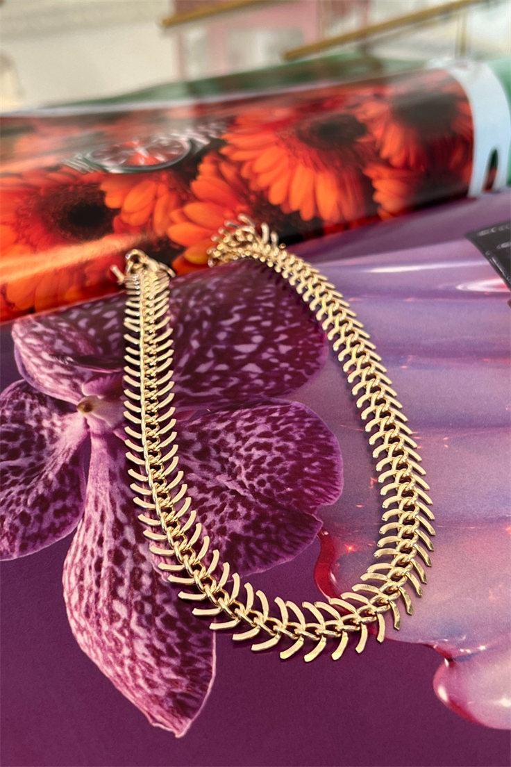 Balık Sırtı Model Düz Zincir Kolye Gold