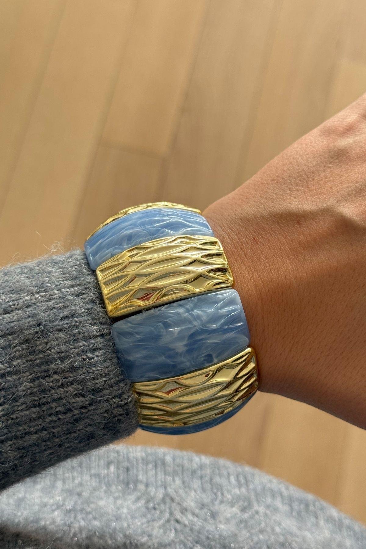 Bebe Mavisi Bombeli Esnek Bileklik