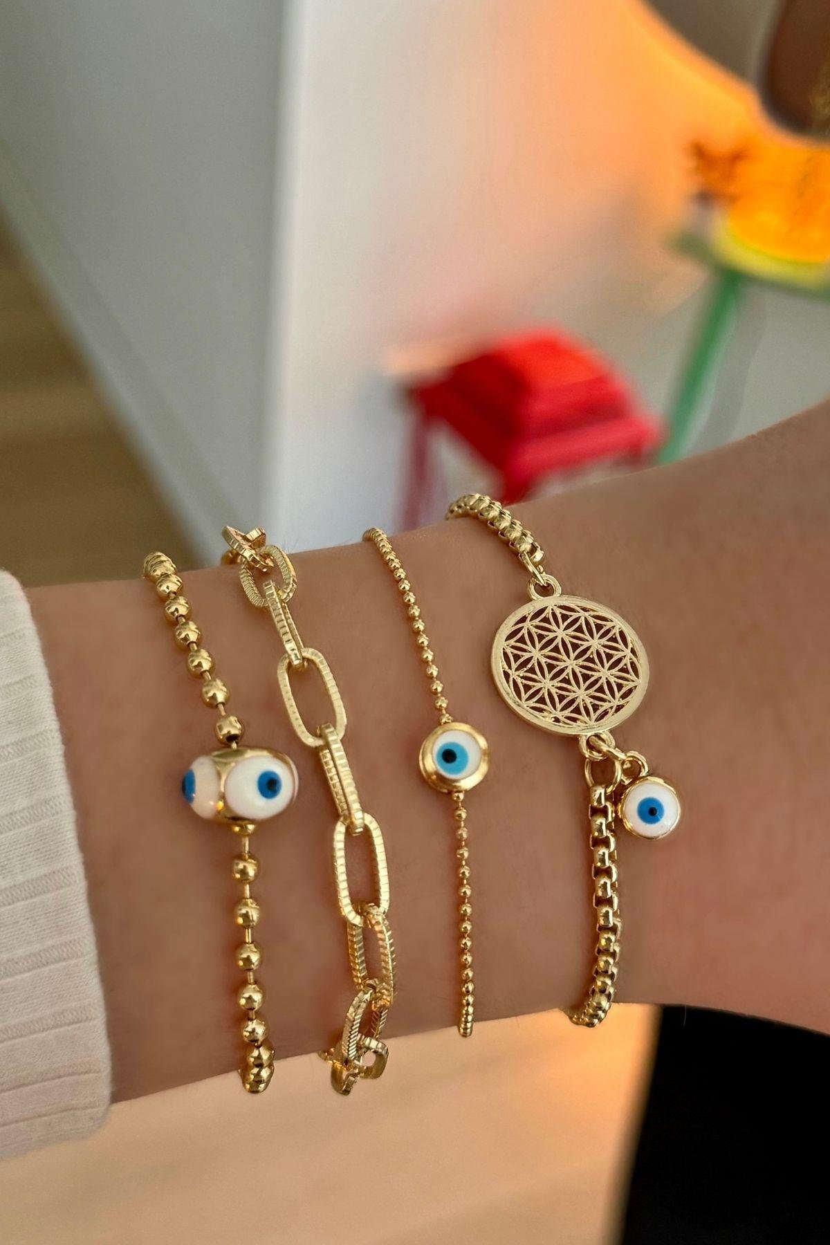 Beyaz Mineli Bileklik Kombini