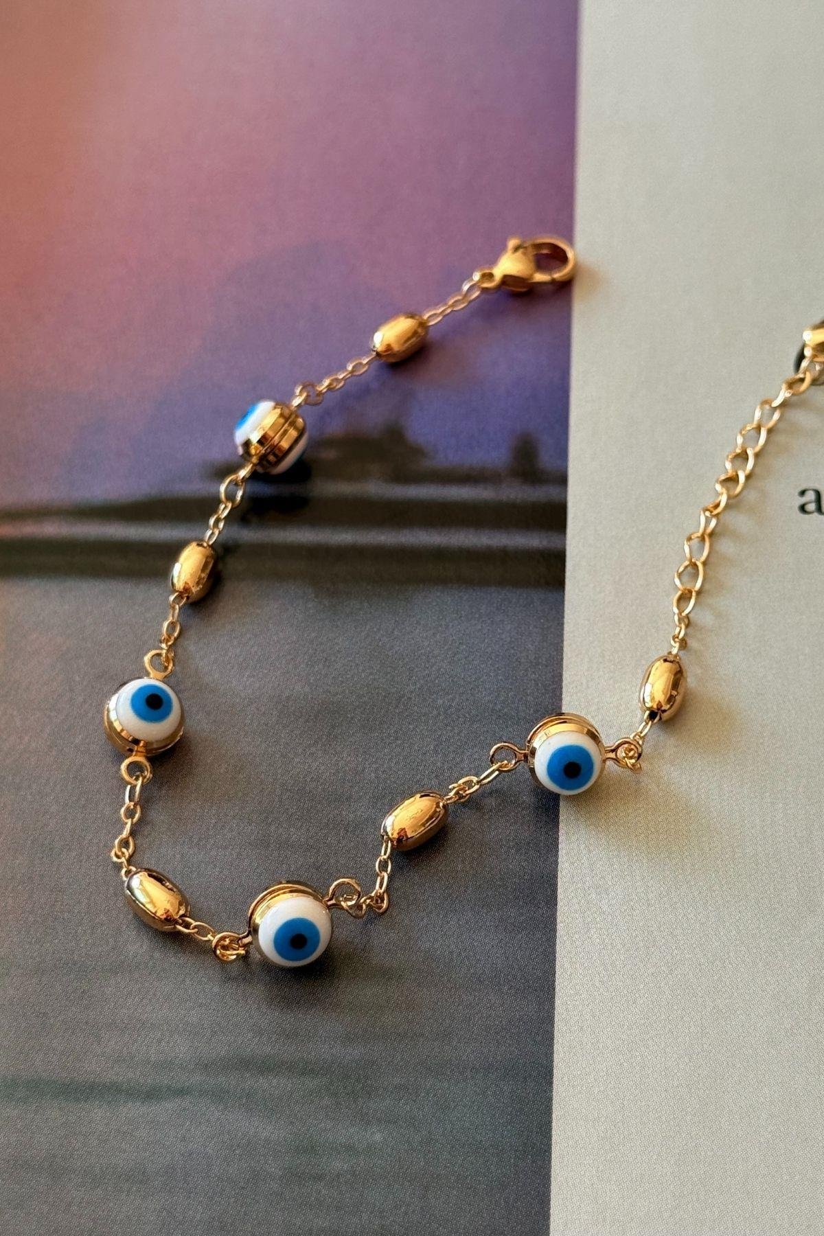 Beyaz Mineli Nazar Bileklik