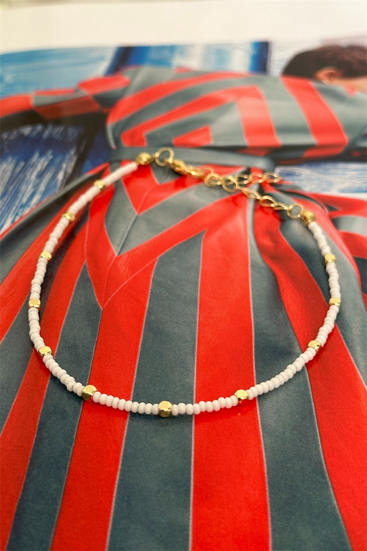 Beyaz Renkli Gold Detaylı Halhal