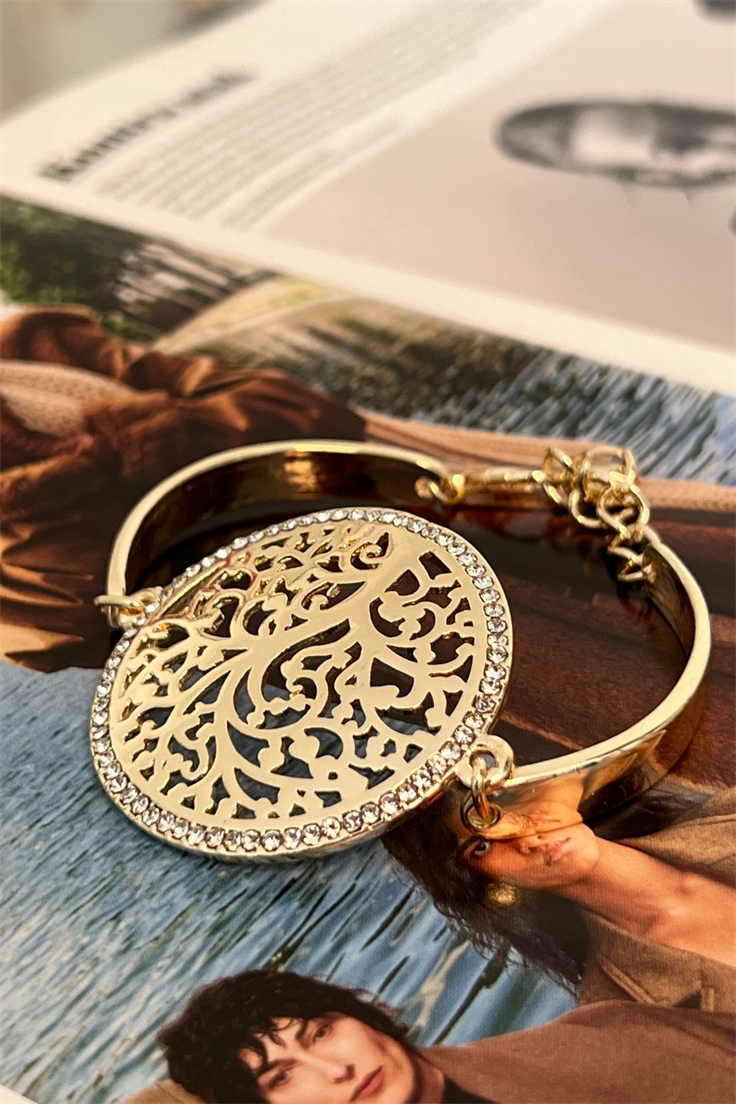 Büyük Boy Hayat Ağacı Model Bileklik Gold